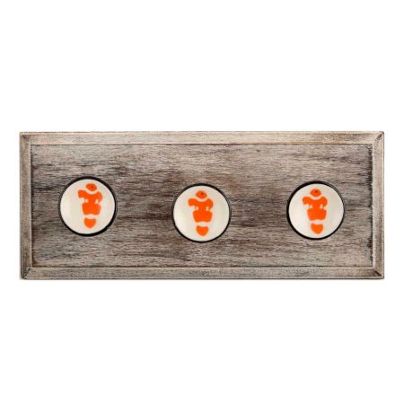 Orange Fish Flat Ceramic Wooden Hooks