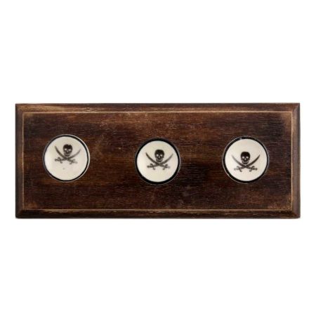 Black Man Skull Danger Symbol Flat Ceramic Wooden Hooks