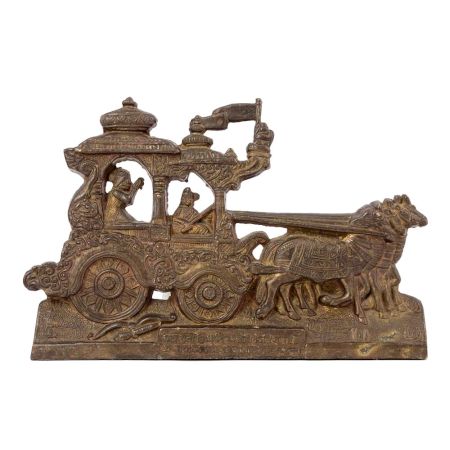 Brass Plate Depicting  Scene From  Famous Bhagvat Geetha