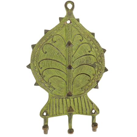 Brass Wall Hooks in Mint Green Vintage Floral Design