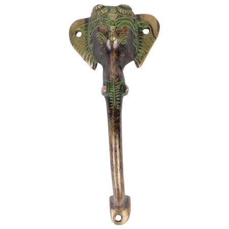 Brass Elephant Trunk Door Handle with Patina