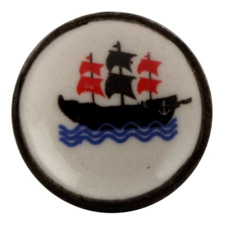 Black Boat Flat Ceramic Wine Stopper