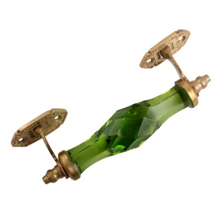 Olive Green Cut Glass Golden Big Dresser Handles