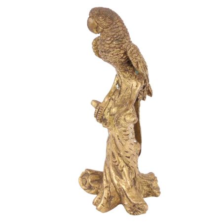 Brass Parrot on Branch Statue