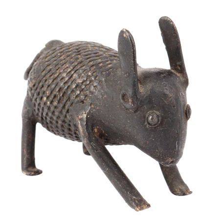 Engraved Brass Rabbit Standing Statue