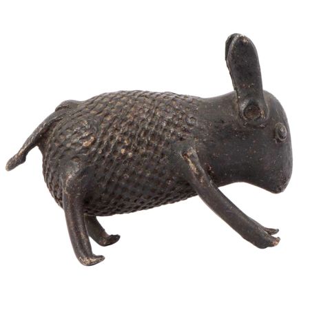 Engraved Brass Rabbit Standing Statue