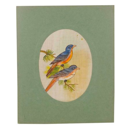 Chirping Birds Hand Painted Silk Painting