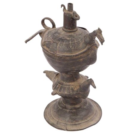 Traditional Brass Peacock Oil Lamp