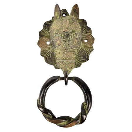 Brass Patina Tribal Horse Face Door Knocker