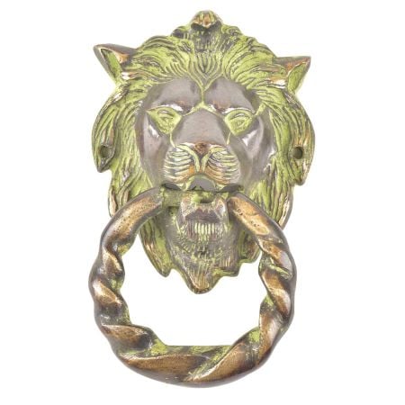 Lion Head Brass Painted Patina Towel Ring/Door Knocker
