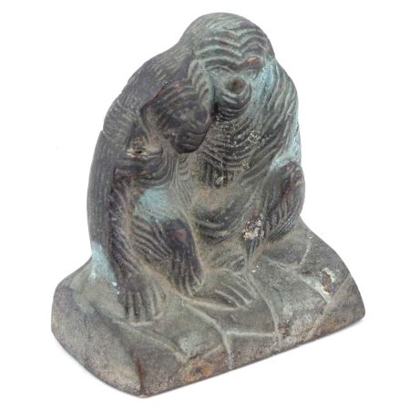 Rustic Monkey Couple Handmade Brass Statue