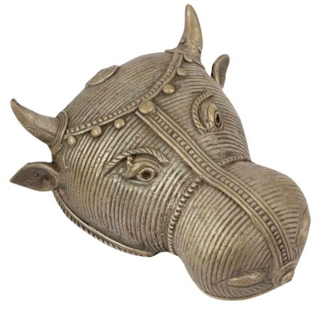 Brass Ox Head Bull Statue