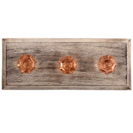 Pink Octagon Glass Shape Wooden Hooks