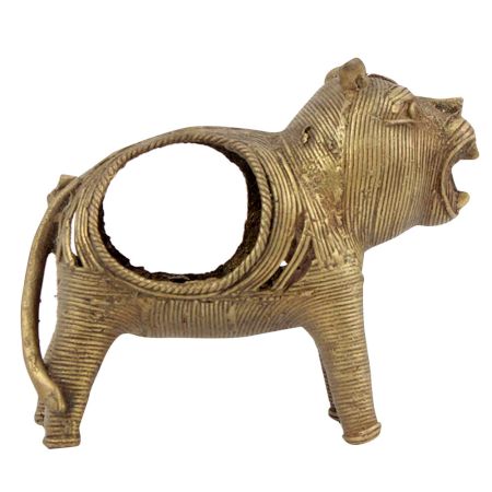 Hand Carved Brass Dhokra Lion Napkin Holder