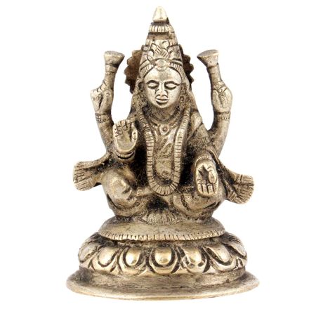 Brass Laxmi Statue Sitting on Lotus Flower