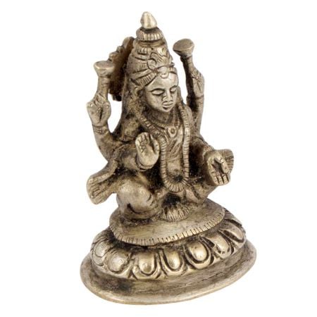 Brass Laxmi Statue Sitting on Lotus Flower