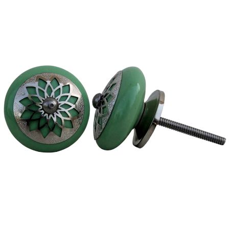 Pea Green Strewn Flat Knob