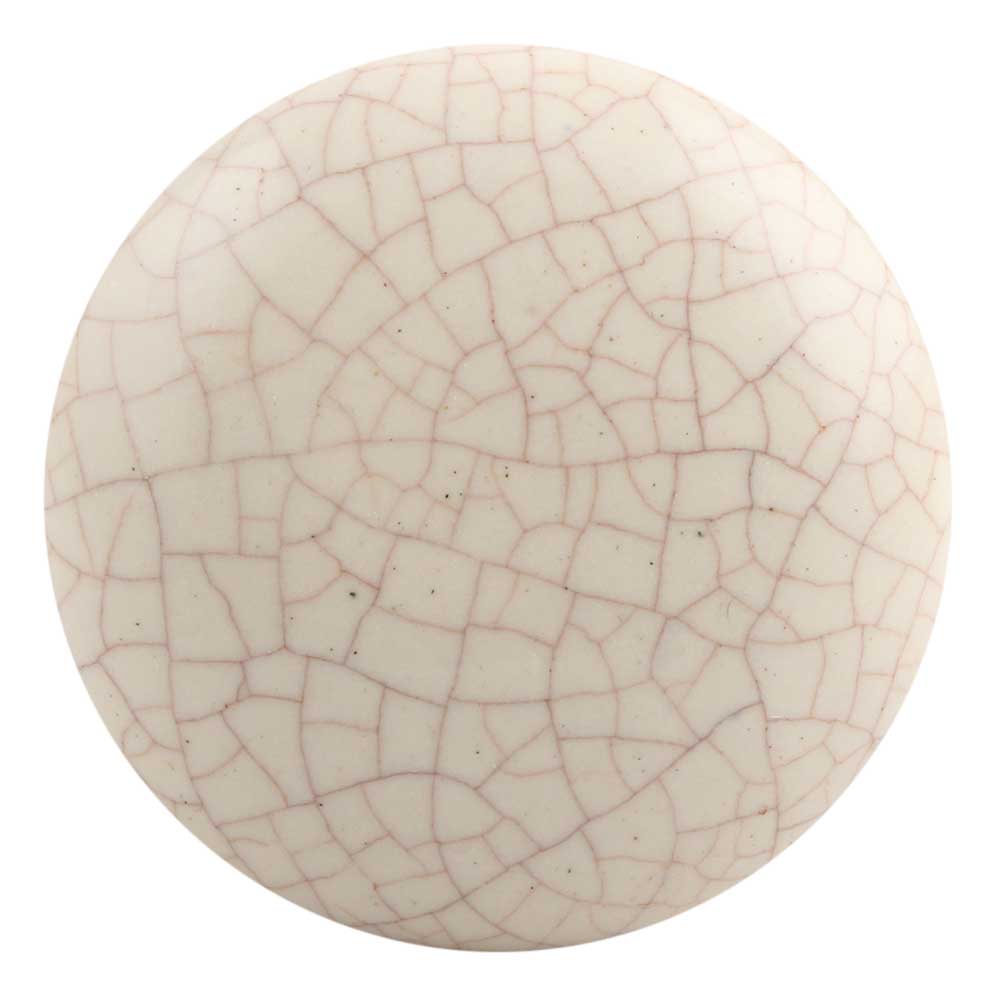 Cream Flat Round Crackle Drawer Knob