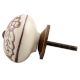 Cream Brown Leaf Flower Etched Ceramic Knob