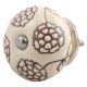 Cream Brown Marigold Etched Ceramic Drawer Knob