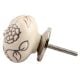 Cream Brown Marigold Etched Ceramic Drawer Knob
