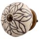 Cream Amarylis Floral Etched Ceramic Cabinet Knob