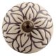 Cream Amarylis Floral Etched Ceramic Cabinet Knob