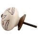 Cream Calla Lily Brown Etched Ceramic Dresser Knob