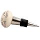 Cream Calla Lily Brown Etched Ceramic Wine Stopper