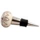 Cream Brown Floral Etched Ceramic Wine Stopper