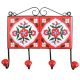 Red White Floral Tiles Hook
