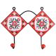 Red White Floral Tiles Hooks