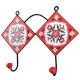 Red White Floral Tiles Hooks