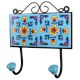 Turquoise Yellow Floral Tiles Hooks