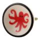 Red Octopus Ceramic Furniture Knob