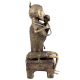 Brass Lady Sitting on Bed Holding Her Child Dhokra Figurine