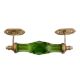 Olive Green Cut Glass Golden Big Dresser Handles