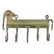Brass Elephant Five Wall Hooks with Patina