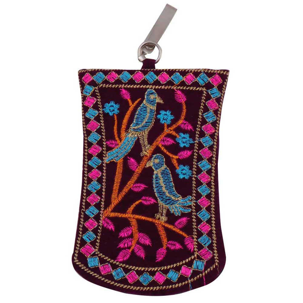 Black Birds Mini Purse / Mobile Pouch For Womens Hook