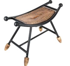 Wooden Wrought Iron Boat Shaped Stool