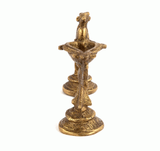 Brass Nandi Figurine on Oil Lamp with Stand
