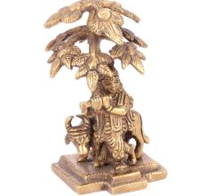 Krishna with Holy Cow Under Tree Idol Decor Statue