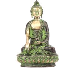 Green Bronze Sitting Buddha Statue