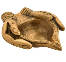 Brass Two Hands Holding An Oil Lamp
