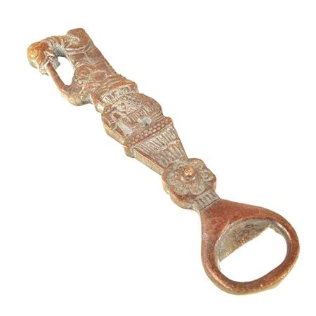 Brass Dog Head Elephant Bottle Opener with Patina