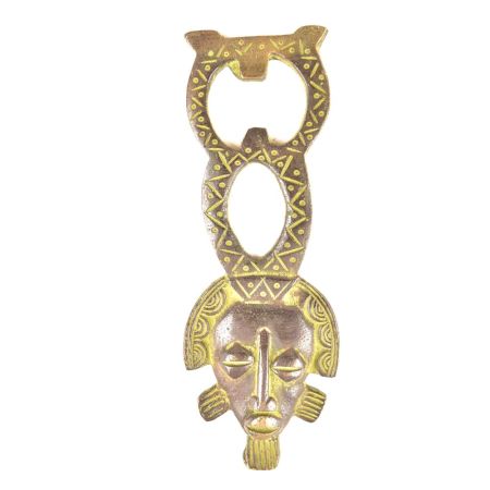 Brass African Man God Beer Bottle Opener with Patina