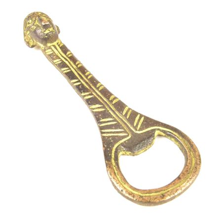 Brass Bottle Opener Souvenir African Face with Patina