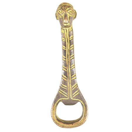Brass Bottle Opener Souvenir African Face with Patina