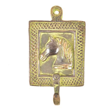 Brass Horse Face Framed Single Wall Hooks