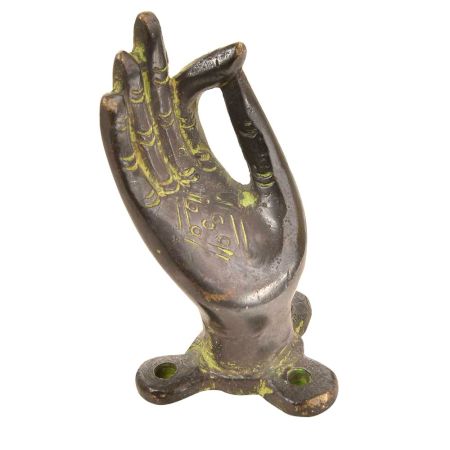 Door Handle Pull Aged Brass Buddha Hand Mudra